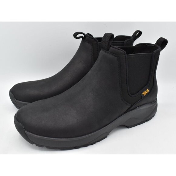 Teva Mens Size 12 Tusayan Black leather Pull On Water Resistant Chelsea Boots - Picture 2 of 12